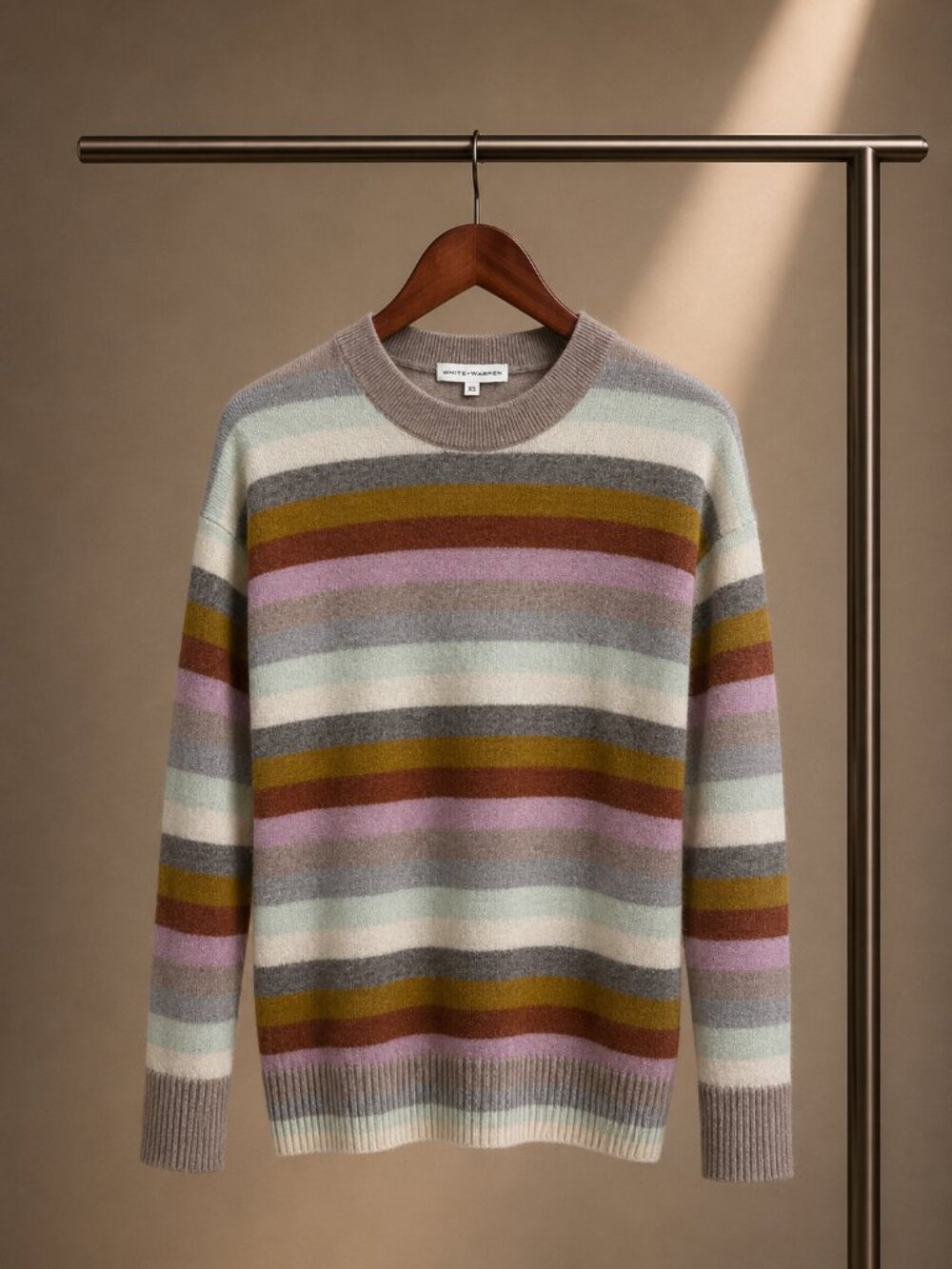 White + Warren 100% Cashmere Multi Stripe Sweater XS